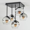 Koyoto Plafondlamp, Kogellampje Chroom, Duidelijk, Rookkleurig, 5-lichts
