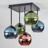 Koyoto Plafondlamp, Kogellampje 37 cm Blauw, Groen, Koperkleurig, 5-lichts