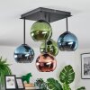 Koyoto Plafondlamp, Kogellampje 37 cm Blauw, Groen, Koperkleurig, 5-lichts