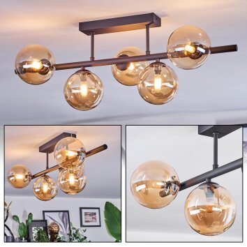 Chehalis Plafondlamp, Kogellampje Amber, 5-lichts