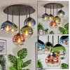 Koyoto Plafondlamp, Kogellampje Blauw, Groen, Duidelijk, Koperkleurig, 5-lichts