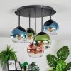 Koyoto Plafondlamp, Kogellampje Blauw, Groen, Duidelijk, Koperkleurig, 5-lichts