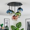 Koyoto Plafondlamp, Kogellampje Blauw, Groen, Duidelijk, Koperkleurig, 5-lichts