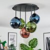 Gastor Plafondlamp, Kogellampje Blauw, Groen, Koperkleurig, 5-lichts