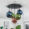 Gastor Plafondlamp, Kogellampje Blauw, Groen, Koperkleurig, 5-lichts