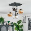 Koyoto Plafondlamp, Kogellampje Amber, Chroom, Duidelijk, Rookkleurig, 5-lichts