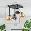 Koyoto Plafondlamp, Kogellampje Amber, Chroom, Duidelijk, Rookkleurig, 5-lichts