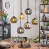 Koyoto Hanglamp, Kogellampje, Hanglamp Amber, Blauw, Chroom, Groen, Rookkleurig, 6-lichts