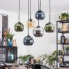 Koyoto Hanglamp, Kogellampje, Hanglamp Amber, Blauw, Chroom, Groen, Rookkleurig, 6-lichts