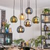 Koyoto Hanglamp, Kogellampje, Hanglamp Amber, Blauw, Chroom, Groen, Rookkleurig, 6-lichts