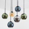 Koyoto Hanglamp, Kogellampje, Hanglamp Amber, Blauw, Chroom, Groen, Rookkleurig, 6-lichts