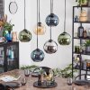 Koyoto Hanglamp, Kogellampje, Hanglamp Amber, Blauw, Chroom, Groen, Rookkleurig, 6-lichts