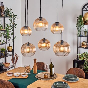 Koyoto Hanglamp, Kogellampje, Hanglamp Amber, Duidelijk, 6-lichts
