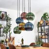 Koyoto Hanglamp, Kogellampje, Hanglamp Blauw, Goud, Groen, Koperkleurig, 6-lichts