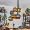 Koyoto Hanglamp, Kogellampje, Hanglamp Blauw, Goud, Groen, Koperkleurig, 6-lichts