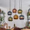 Koyoto Hanglamp, Kogellampje, Hanglamp Blauw, Goud, Groen, Koperkleurig, 6-lichts