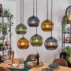Koyoto Hanglamp, Kogellampje, Hanglamp Blauw, Goud, Groen, 6-lichts
