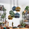 Koyoto Hanglamp, Kogellampje, Hanglamp Blauw, Goud, Groen, 6-lichts