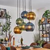 Koyoto Hanglamp, Kogellampje, Hanglamp Blauw, Goud, Groen, 6-lichts