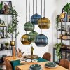 Koyoto Hanglamp, Kogellampje, Hanglamp Blauw, Goud, Groen, 6-lichts