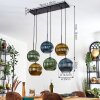 Koyoto Hanglamp, Kogellampje, Hanglamp Blauw, Goud, Groen, 6-lichts