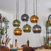 Koyoto Hanglamp, Kogellampje, Hanglamp Blauw, Goud, Groen, 6-lichts