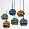 Koyoto Hanglamp, Kogellampje, Hanglamp Blauw, Goud, Groen, 6-lichts