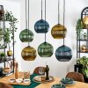 Koyoto Hanglamp, Kogellampje, Hanglamp Blauw, Goud, Groen, 6-lichts