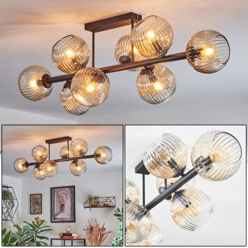 Ripoll Plafondlamp, Kogellampje Amber, Duidelijk, 8-lichts