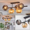 Ripoll Plafondlamp, Kogellampje Amber, Rookkleurig, 5-lichts