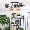 Ripoll Plafondlamp, Kogellampje Amber, Rookkleurig, 5-lichts