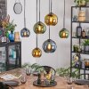 Koyoto Hanglamp, Kogellampje, Hanglamp Blauw, Goud, Groen, 6-lichts