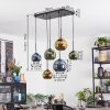 Koyoto Hanglamp, Kogellampje, Hanglamp Blauw, Goud, Groen, 6-lichts