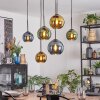 Koyoto Hanglamp, Kogellampje, Hanglamp Blauw, Goud, Groen, 6-lichts