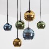 Koyoto Hanglamp, Kogellampje, Hanglamp Blauw, Goud, Groen, 6-lichts