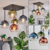 Koyoto Plafondlamp, Kogellampje Blauw, Groen, Duidelijk, Koperkleurig, 5-lichts