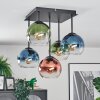 Koyoto Plafondlamp, Kogellampje Blauw, Groen, Duidelijk, Koperkleurig, 5-lichts