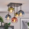 Koyoto Plafondlamp, Kogellampje Blauw, Groen, Duidelijk, Koperkleurig, 5-lichts