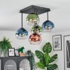 Koyoto Plafondlamp, Kogellampje Blauw, Groen, Duidelijk, Koperkleurig, 5-lichts