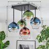 Koyoto Plafondlamp, Kogellampje Blauw, Groen, Duidelijk, Koperkleurig, 5-lichts
