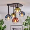 Koyoto Plafondlamp, Kogellampje Blauw, Groen, Duidelijk, Koperkleurig, 5-lichts