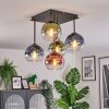 Koyoto Plafondlamp, Kogellampje Blauw, Groen, Duidelijk, Koperkleurig, 5-lichts