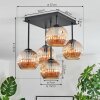 Ripoll Plafondlamp, Kogellampje Amber, 5-lichts