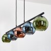 Koyoto Hanglamp, Kogellampje, Hanglamp Blauw, Groen, Koperkleurig, 5-lichts