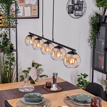 Koyoto Hanglamp, Kogellampje, Hanglamp Amber, Duidelijk, 5-lichts