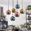 Koyoto Hanglamp, Kogellampje, Hanglamp Blauw, Goud, Koperkleurig, 6-lichts
