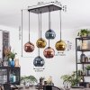 Koyoto Hanglamp, Kogellampje, Hanglamp Blauw, Goud, Koperkleurig, 6-lichts