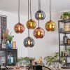 Koyoto Hanglamp, Kogellampje, Hanglamp Blauw, Goud, Koperkleurig, 6-lichts