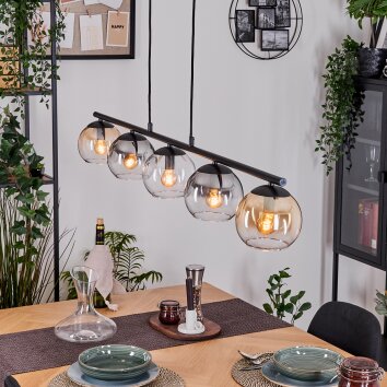 Koyoto Hanglamp, Kogellampje, Hanglamp Amber, Duidelijk, Rookkleurig, 5-lichts