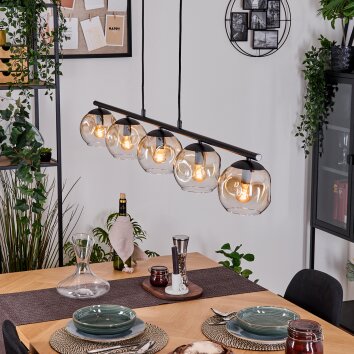 Ripoll Hanglamp, Kogellampje, Hanglamp Amber, Duidelijk, 5-lichts